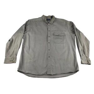 Lands' End Mens Khaki Long Sleeve Pockets Button Up‎ Shirt Size L (16-16.5)